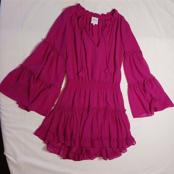 Misa Los Angeles Vibrant Pink Long Sleeve Dress - Picture 7 of 12